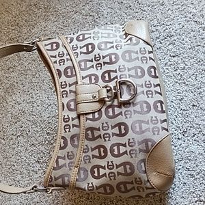 Etienne Aigner Beige and Brown Monogram handbag purse